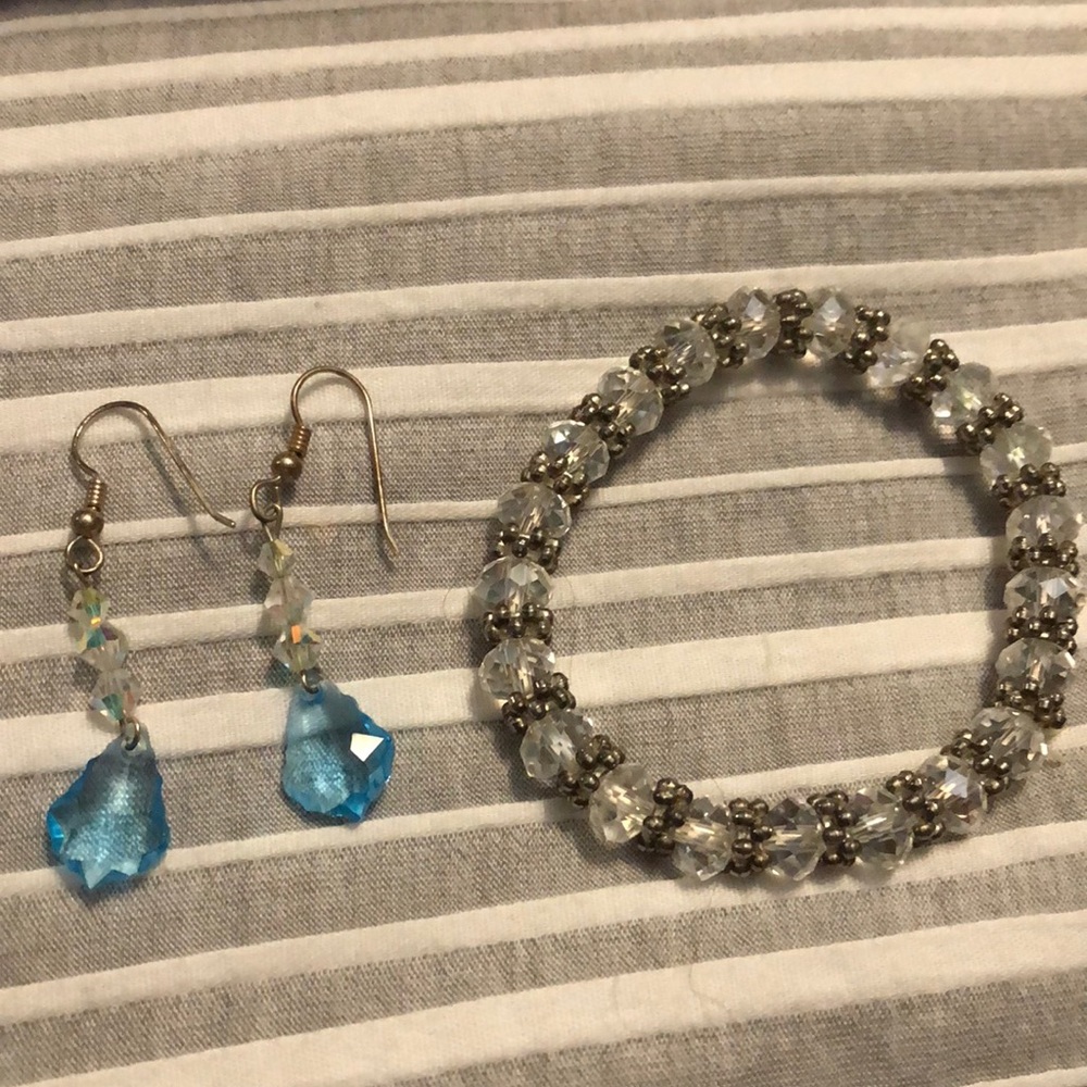 swarovski crystal handmade bracelet and earrings